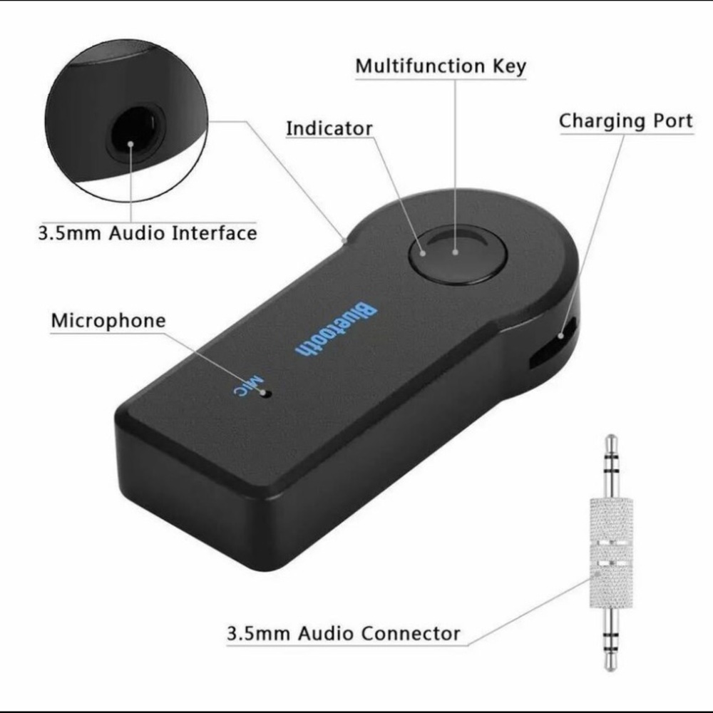Bluetooth,reusable, plug in, car aux.